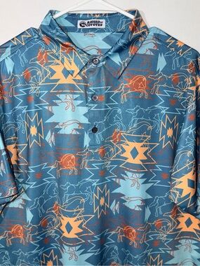 Raised By Coyotes Horse Aztec Western Performance Polo Shirt Large